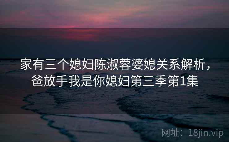 家有三个媳妇陈淑蓉婆媳关系解析,爸放手我是你媳妇第三季第1集 家有三个媳妇陈淑蓉婆媳关系解析,爸放手我是你媳妇第三季第1集